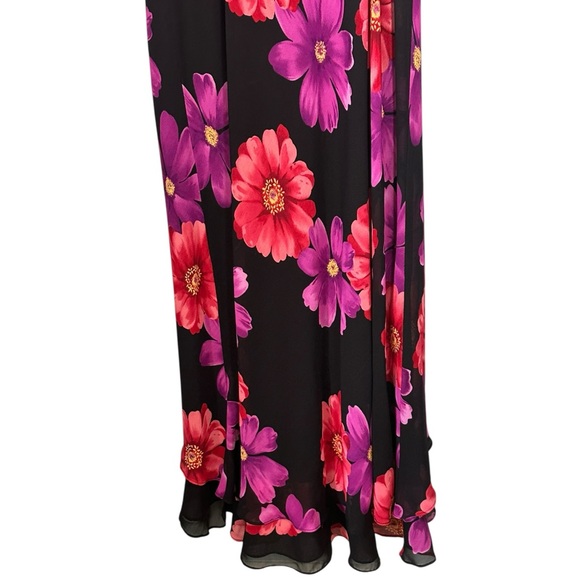 Vtg 90s Y2K Dark Floral Midi Slip Dress Sz 10 Fairy Coquette Grunge Phoebe Bloom - Picture 11 of 12